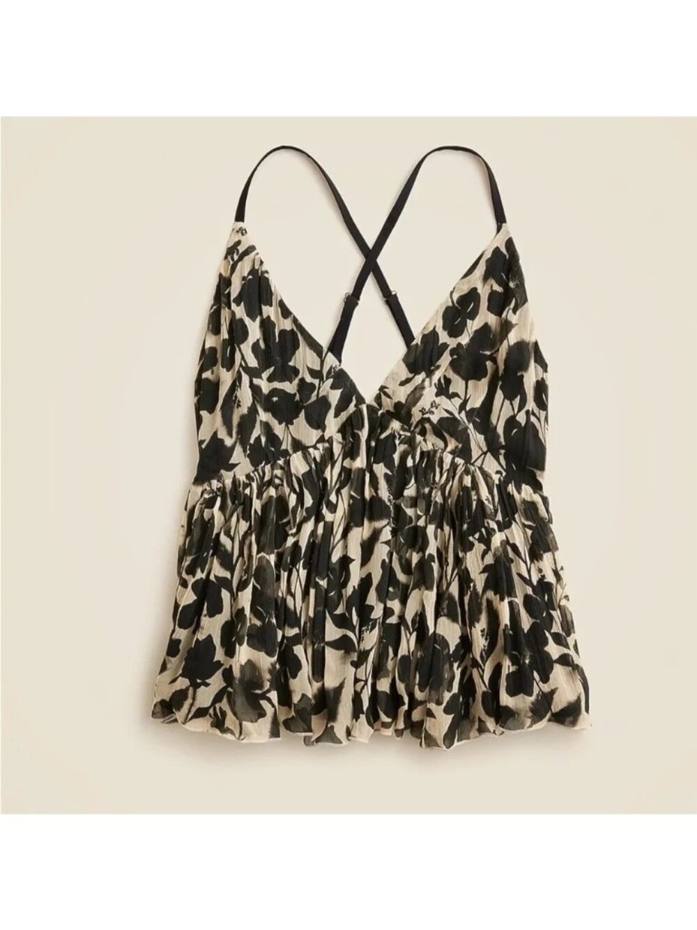 Floral Silhouette Black & Cream V-Neck Camisole